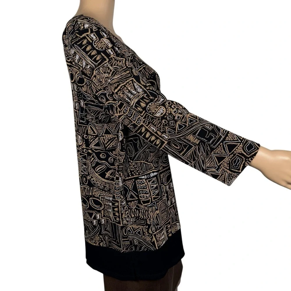 Citiknits Liquid Knit Geometric Print Top Size M